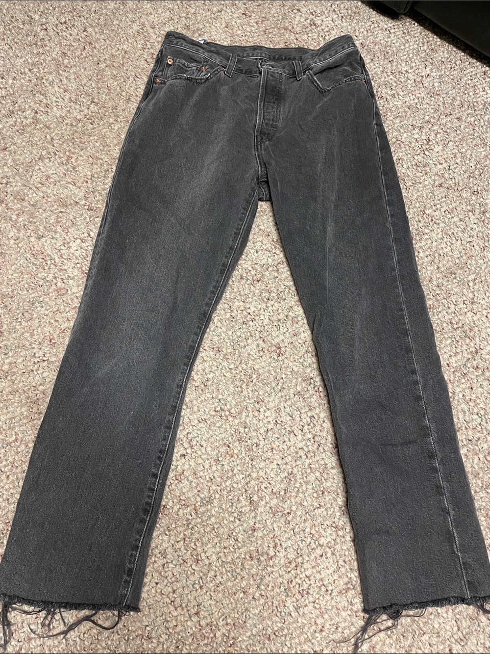 Levi’s 501 button fly frayed hem Black Straight-Leg Jeans